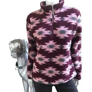 Orvis Burgundy and Pink Patterned Utility Jacket